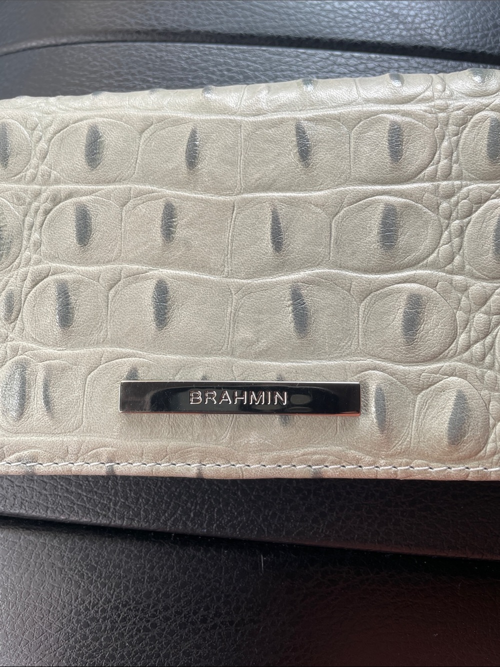 Brahmin Cream Croc-Embossed Wallet